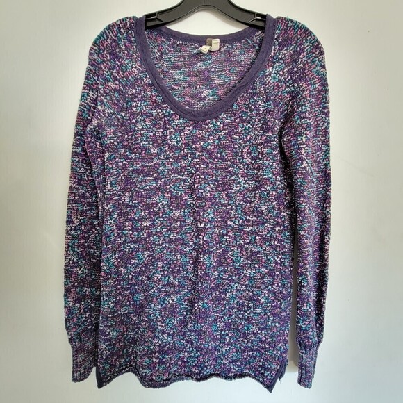 Free People We The Free Purple Multicolor Knit Scoop Neck Pullover Sweater Small - Picture 1 of 12
